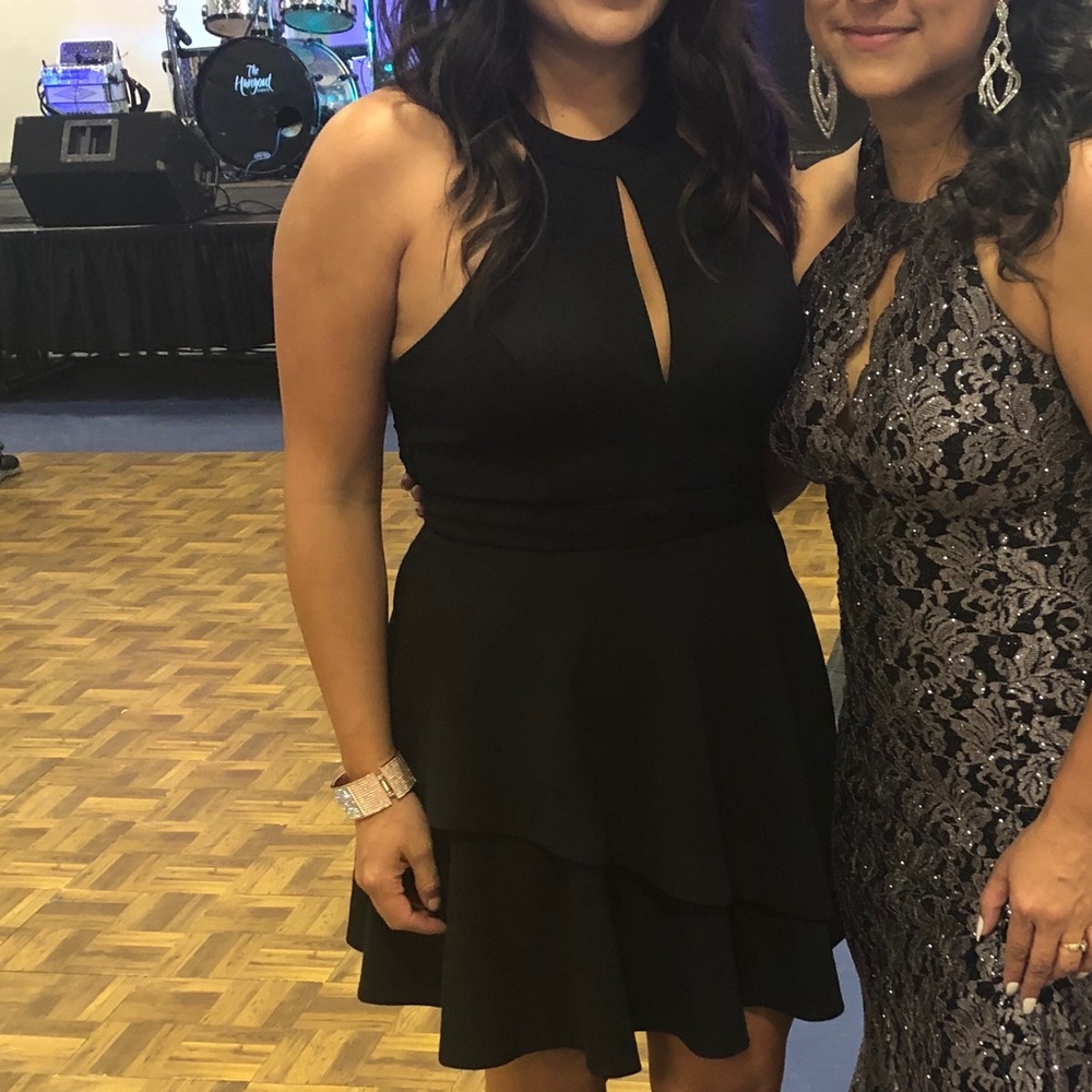 Black halter dress with lace back size 9